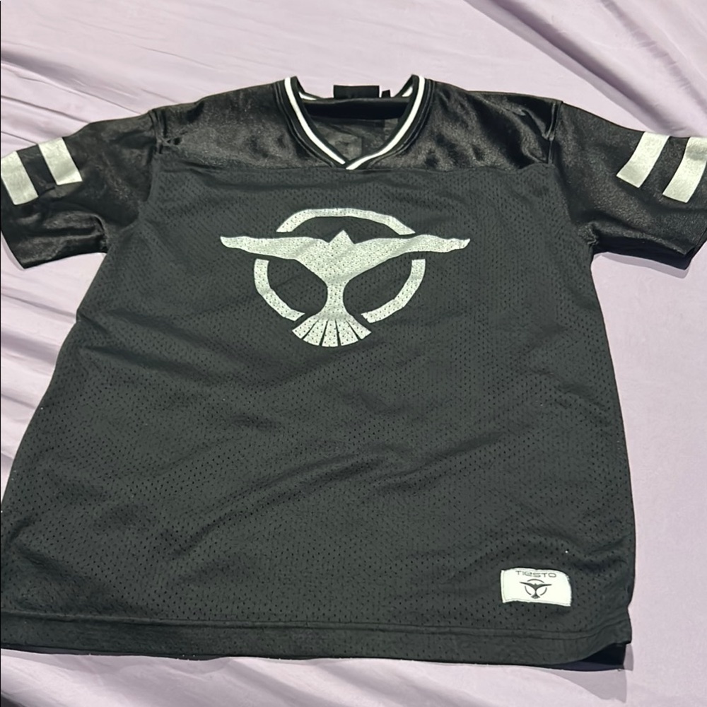 Tiesto Black and Silver Football Jersey